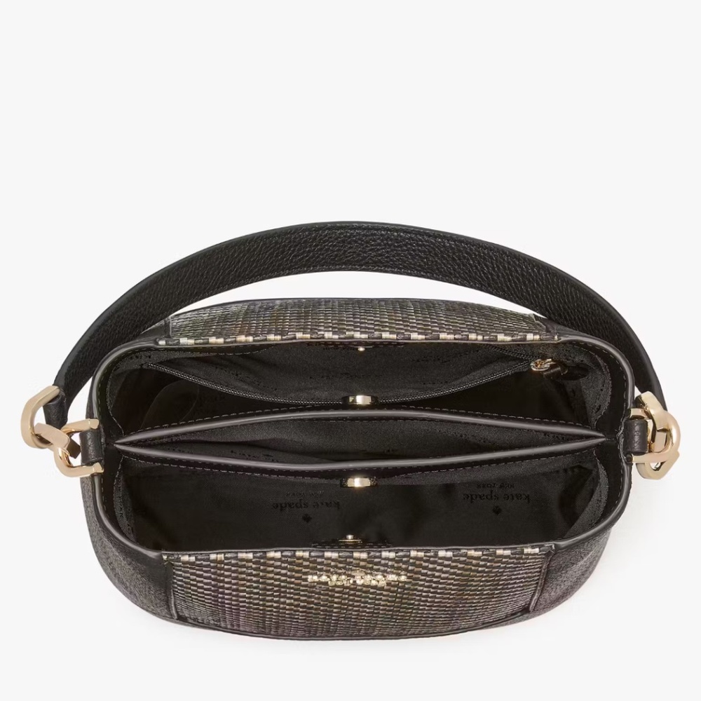 Kate Spade Knott Woven Leather Black and Cream Shoulder Bag - Picture 4 of 11